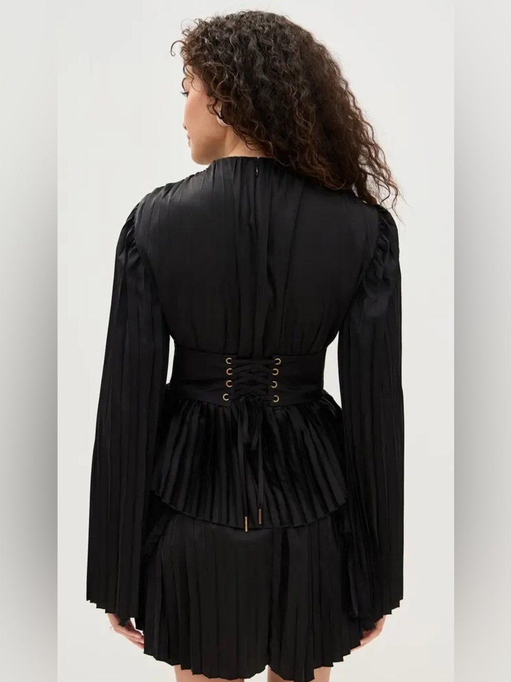 NWT Andrea Iyamah Lenti Pleated Mini Dress in Black ~ Size M & XXL | MSRP $430 - Picture 4 of 5